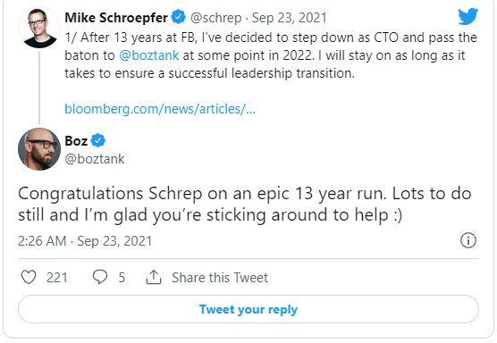 Facebook chief technology officer to step down; Zuckerberg appoints hardware boss as replacement