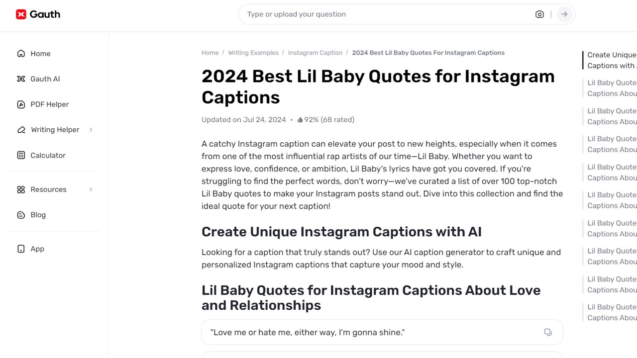 Create Memorable Instagram Captions with Gauth’s Lil Baby Quote Generator