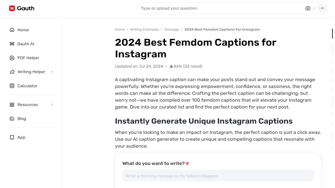 How Gauth Helps Generate Dominant Femdom Captions That Stand Out