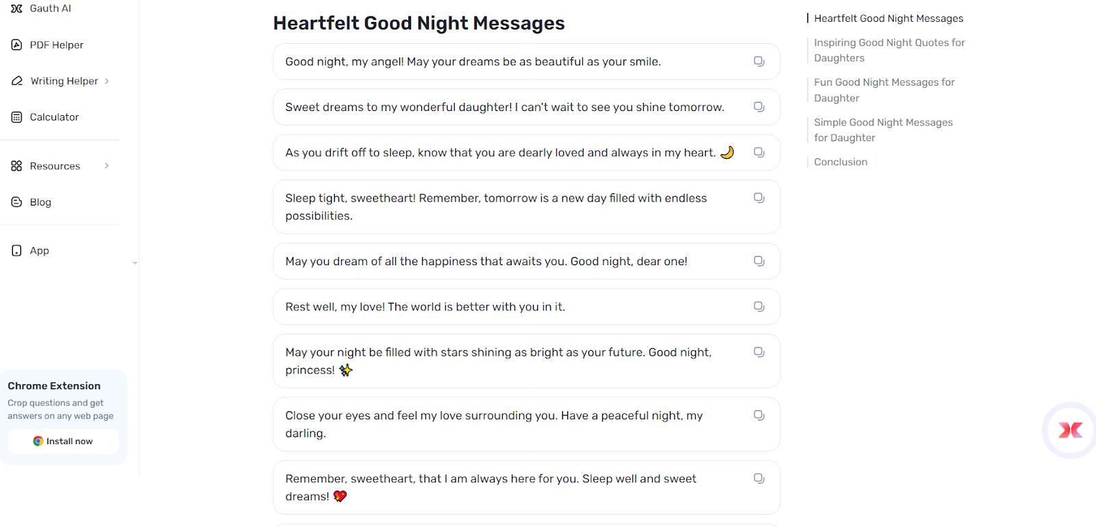 Memorable Good Night Messages for Your Daughter