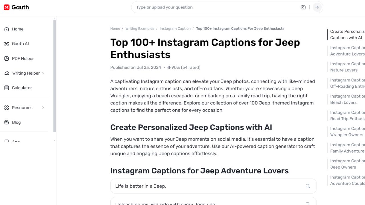 Elevate Your Posts with Gauth’s Jeep Life Captions Generator